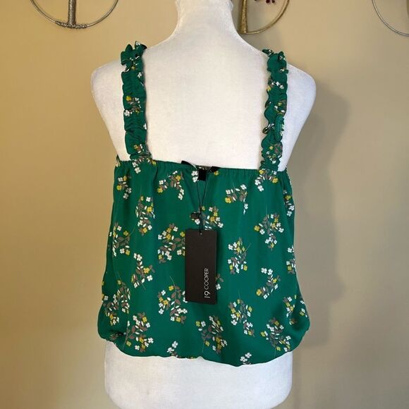 NWT! 19 Cooper Green Yellow Floral Ruffle Strap Tank Top XS - Picture 3 of 9